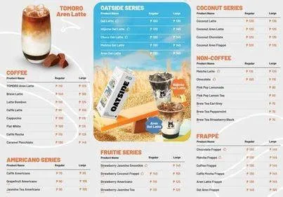 Menu at TOMORO COFFEE - The Enterprise Center cafe, Makati