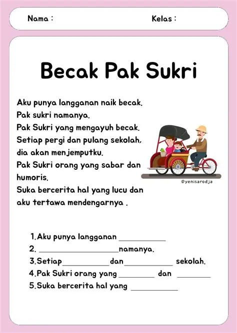 oleh Yustina di worksheet tk | Pemahaman membaca, Memahami bacaan ...