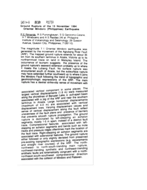 (PDF) Ground rupture of the 15 November 1994 Oriental Mindoro ...