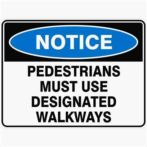 Pedestrians Must Use Designated Walkways - Buy Now