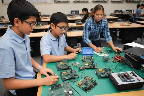 Premium Photo | Robotics Lab Students Assembling Electronic Circuits