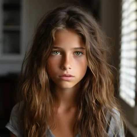 Une Belle Jeune Fille De 11 Ans Qui Regarde La Caméra Triste. | Photo ...