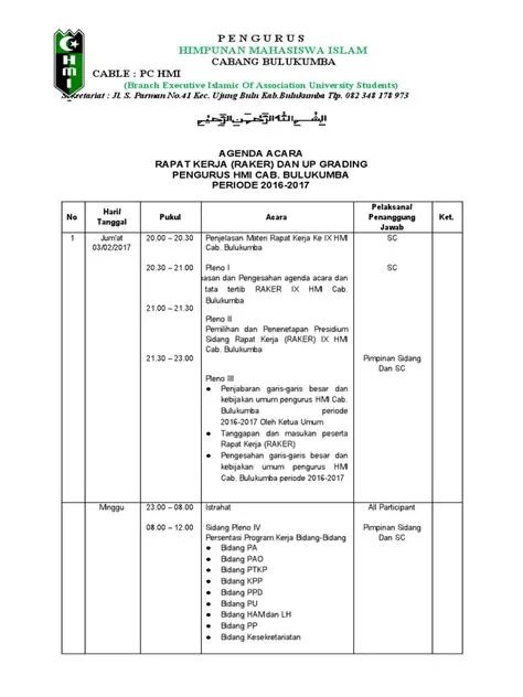 Contoh Draft Rapat Kerja HmI | PDF