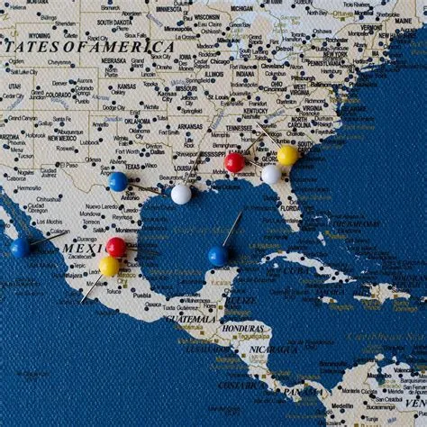 World Push Pin Map - Dark blue (Detailed) - Push Pin Travel Maps