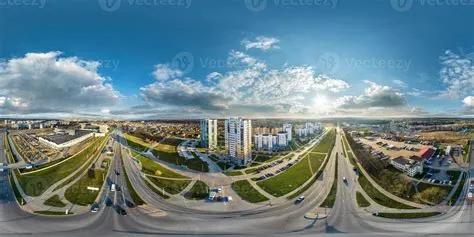 aerial full seamless spherical hdri 360 panorama view above road ...