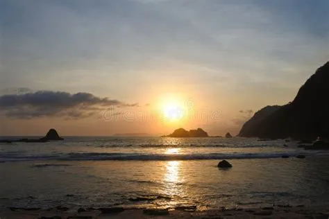 Dramatic Sunset Around Papuma Beach in Jember, East Java, Indonesia ...