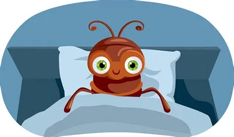 Funny Bed Bug Character Ready To Sleep Vector Cartoon Illustration ...
