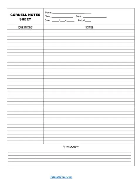 Free Download Printable Cornell Notes PDF Templates