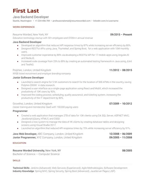 Junior ETL Developer Resume Example for 2023 | Resume Worded