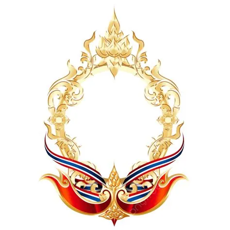 Thai Retro Frame Pattern Exotic Border Gold Red Luxurious Ribbon Flag ...