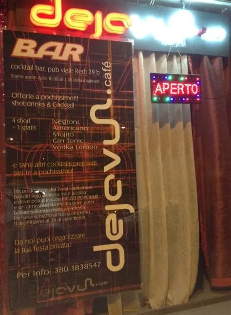 Menu at Dejavu cafe, Florence