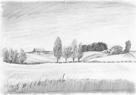 Landschaft Bleistiftzeichnung - Bleistift Zeichnung | Landscape ...