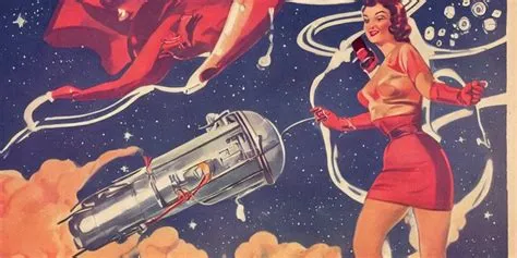 1950's illustration. Sci-Fi. Pinup. Women in the space | Stable Diffusion