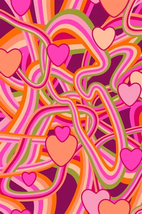 Dancing Hearts on Dark by Svetlana Kononova Seamless Repeat Vector ...