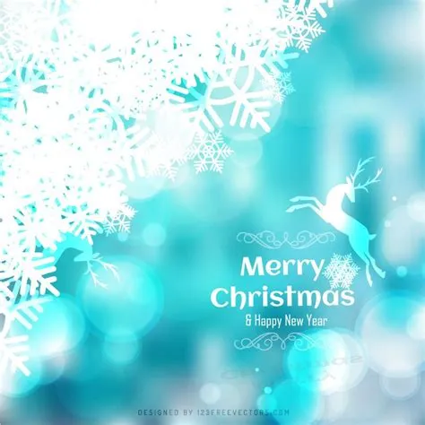 Merry Christmas Turquoise Background with Snowflakes and Reindeer ...