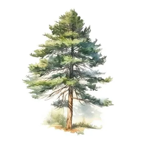 Illustration Aquarelle De Pin Isolé Sur Fond Blanc Croquis Dessiné Main ...