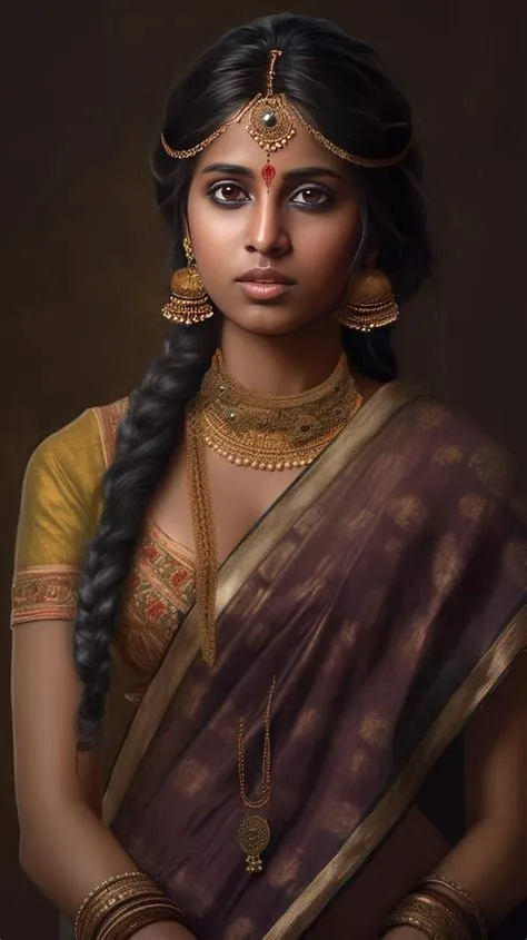 Premium AI Image | Portrait of dark skinned Beautiful young Indian ...