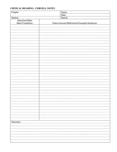 36 Cornell Notes Templates & Examples [Word, PDF] ᐅ TemplateLab