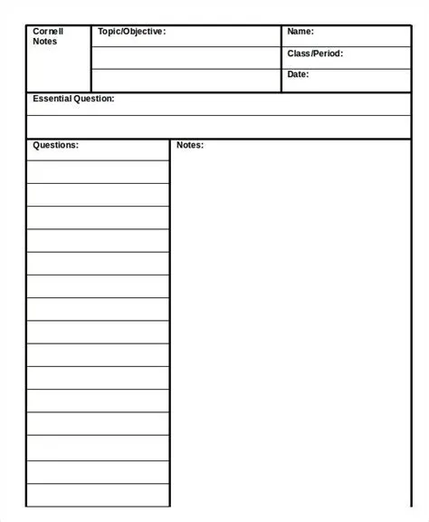 13+ Free Cornell Notes Templates in Word | Google Docs | Apple Pages ...