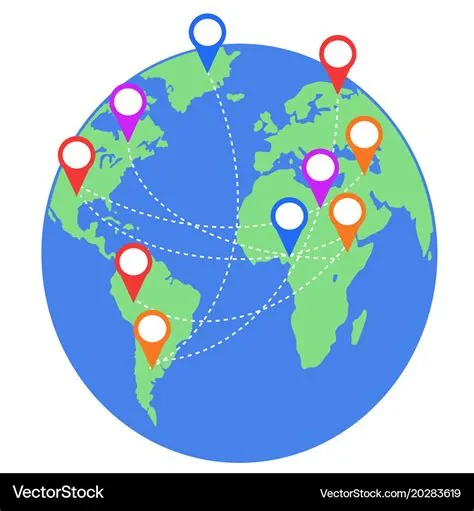 Earth map with geo location pins travel elements Vector Image