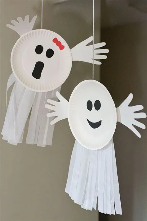 Paper Plate Handprint Ghost | Halloween crafts preschool, Halloween ...
