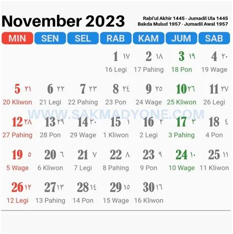 Kalender Jawa November 2023 lengkap dengan Weton - Sakmadyone.com