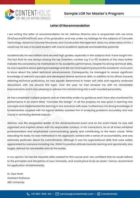 Academic LOR Samples, Formats, and Examples in 2025-26