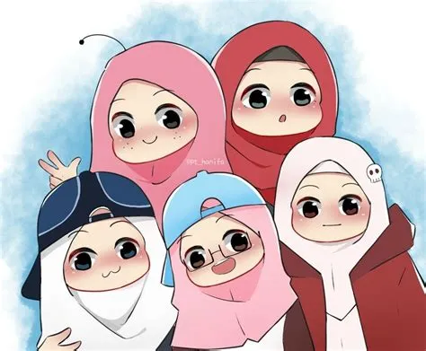 16 Gambar Kartun Hijab Pinterest, Cocok Untuk Cover Wattpad