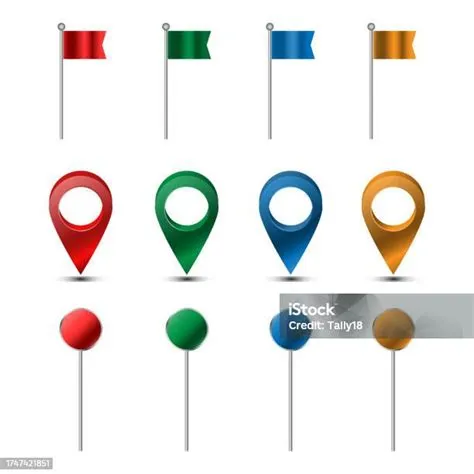 Set Of Colorful Pinsset Of Colorful Map Pointers And Flags Vector ...