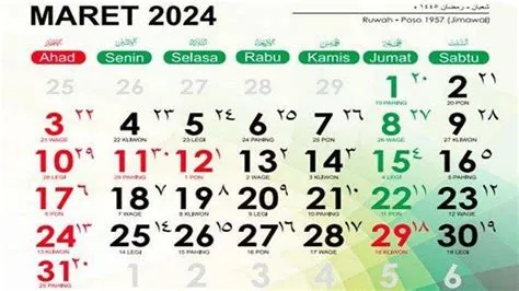 Daftar Kalender Maret 2024 Lengkap dengan Pasaran Jawa dan Apa Weton 1 ...