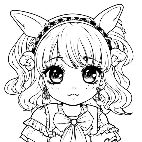 “Hübsches Mädchen Anime”– kostenloses Ausmalbild