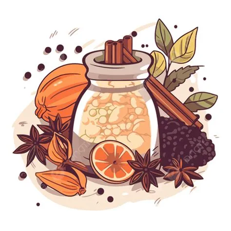 Spice Clipart Isolated Illustration Of Spices With Orange And Cardamom ...