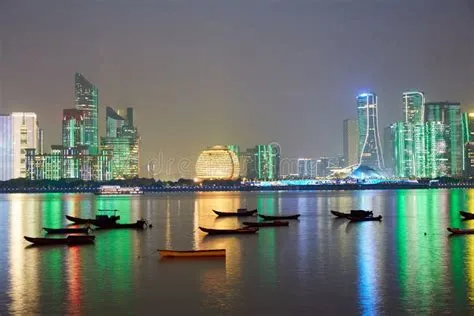 Hangzhou Skyline, Zhejiang, China Stock Photo - Image of qianjiang ...