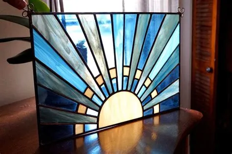 Stained Glass Blue Sky Sunrise Blue Art Deco Stained Glass - Etsy ...
