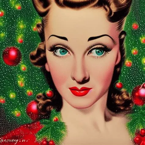 1940s Christmas Pinup Fashion Model · Creative Fabrica