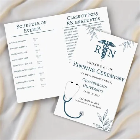 Nursing Pinning Ceremony Program Template, Editable Template, Medical ...