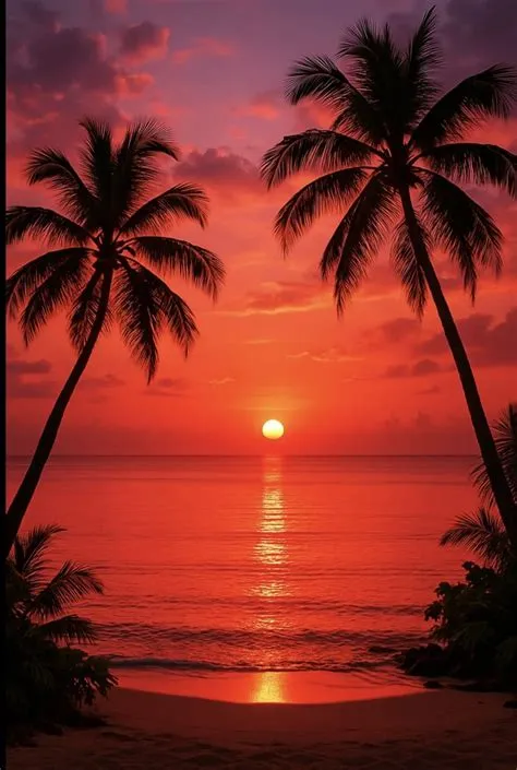 “Paradise in a Sunset 🌴🌅 Let the Colors of Calm Take Over” | Beautiful ...