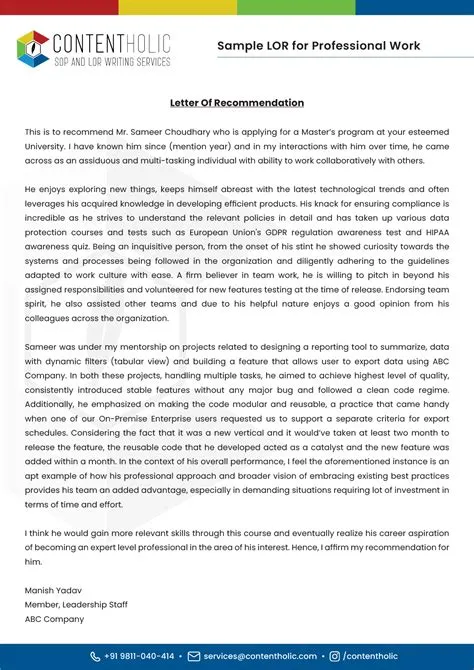 Best 12 Sample Professional LOR for Advanced Problem-Solving and Team ...