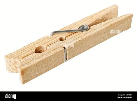 Traditional wooden clothes pin, isolated on white background Stock ...