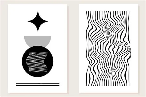 Abstract Minimalist Black and White Monochrome Wallpaper Poster Pattern ...