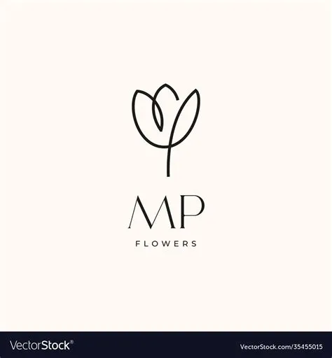 Mp initial tulip flower creative logo design vector image on ...