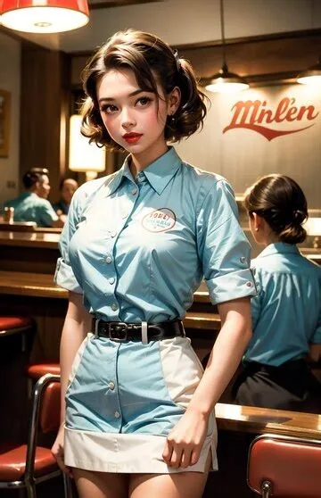 Premium Photo | Pinup waitress in retro cafe beautiful girl 1950s and ...