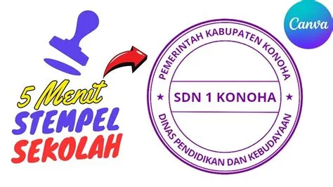 Cara desain stempel sekolah di canva - YouTube