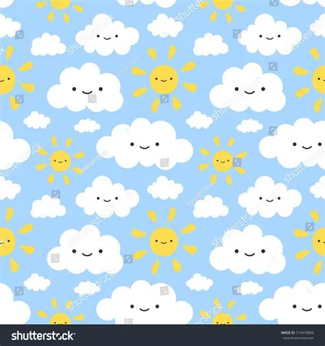 Cute Sun Cloud Seamless Pattern Background Stock Vector (Royalty Free ...