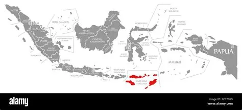 East Nusa Tenggara red highlighted in map of Indonesia Stock Photo - Alamy