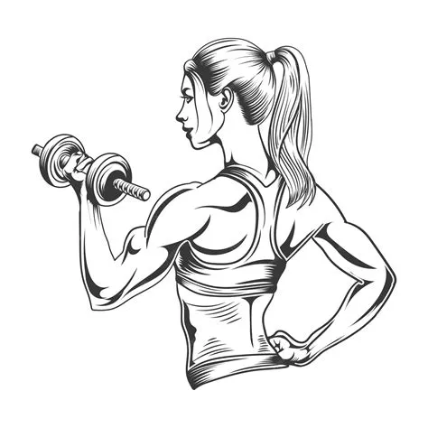 Bella chica de fitness en el gimnasio con la mano de dumb vector ...