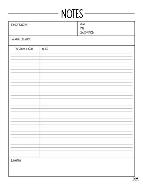 Printable-Cornell-Notes-Template-7 | Cornell notes, Cornell notes ...