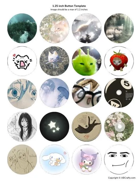 1.25 inch pin template Part 3 in 2025 | Pin button design, Pin template ...