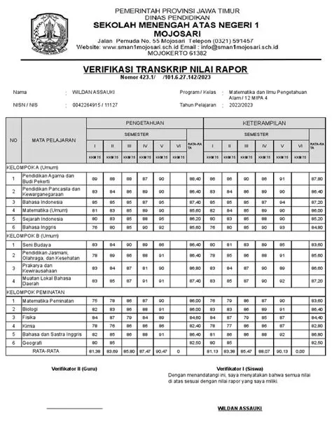 12 Mipa 4 - Wildan Assauki - Verifikasi Nilai Rapor Kelas 12 | PDF