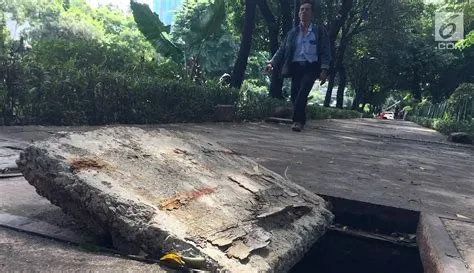 FOTO: Penutup Selokan Rusak Bahayakan Pejalan Kaki di Trotoar Kyai Tapa ...